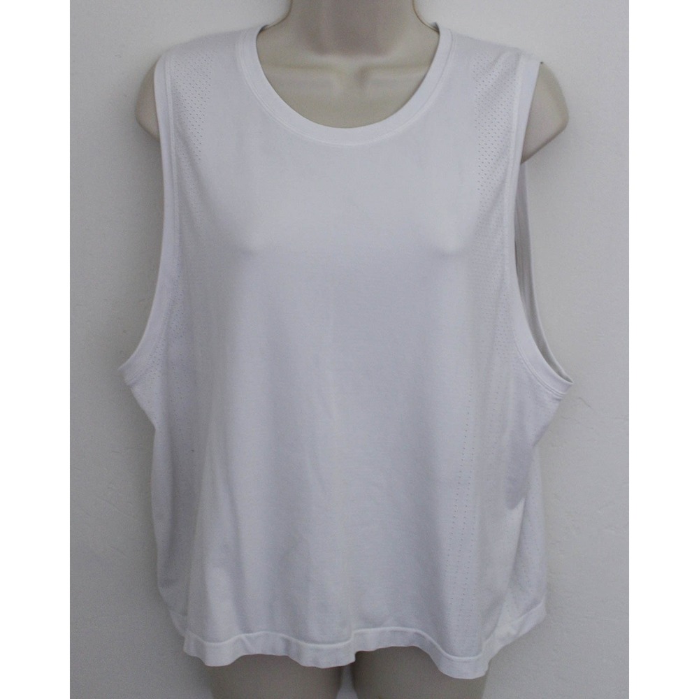 Athleta Tank Top XL White Perforated Pullover Motion Seamless Relaxed Muscle